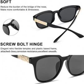 Round Retro Round Polarized Sunglasses for Women - UV400 Protection - Black Frame / Grey Polarized Lens - CC1926Y7RMR $30.13