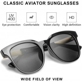 Round Retro Round Polarized Sunglasses for Women - UV400 Protection - Black Frame / Grey Polarized Lens - CC1926Y7RMR $30.13