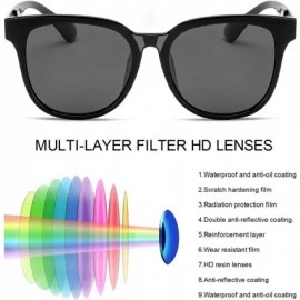 Round Retro Round Polarized Sunglasses for Women - UV400 Protection - Black Frame / Grey Polarized Lens - CC1926Y7RMR $17.67