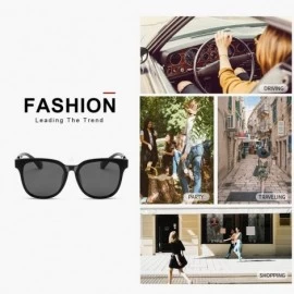 Round Retro Round Polarized Sunglasses for Women - UV400 Protection - Black Frame / Grey Polarized Lens - CC1926Y7RMR $30.13