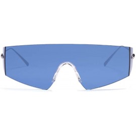 Rimless Unique Shield Irregular Thin Temple Sunglasses Flat Rimless One Piece Eyewear For Women Men - CU18AI8QRUZ $22.34