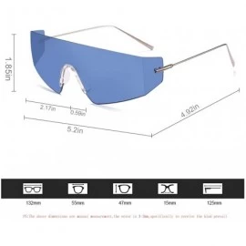 Rimless Unique Shield Irregular Thin Temple Sunglasses Flat Rimless One Piece Eyewear For Women Men - CU18AI8QRUZ $34.91