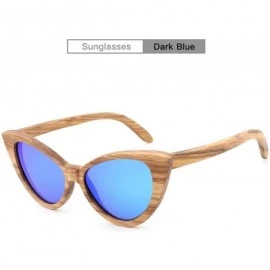 Oversized Sunglasses Solid Handmade Bamboo Wood Sunglasses For Men & Women with Polarized Lenses CH3034 - Dark Blue - CO18XAZ...