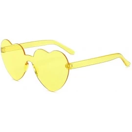 Rimless Heart Oversized Rimless Sunglasses One Piece Heart Shape Eyewear Colored Sunglasses for Women - Light Yellow - C318ZC...