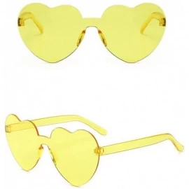 Rimless Heart Oversized Rimless Sunglasses One Piece Heart Shape Eyewear Colored Sunglasses for Women - Light Yellow - C318ZC...