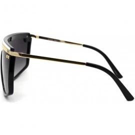 Shield Luxury Flat Top Mobster Fashion Shield Retro Sunglasses - Black Gold White Smoke - C418ZCNX4C3 $27.51