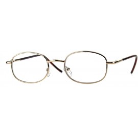 Rectangular Mens Classic Metal Rim Rectangular Bifocal Reading Eye Glasses - Gold - CH18D90MA46 $25.31