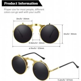 Round 3 Pairs Vintage Round Flip up Sunglasses 90's Steampunk Style for Men Women - CI18ZYM9LNC $16.23