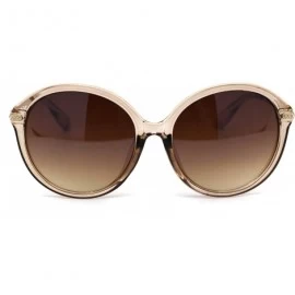 Butterfly Womens Sparkle Rhinestone Hinge Round Butterfly Fashion Sunglasses - Beige Brown - CE194MI277L $23.57
