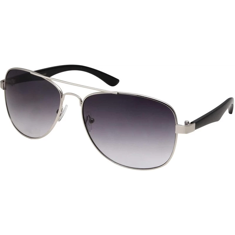 Oversized Wide Frame Aviator Sunglasses - 150mm - Silver Frame- Gradient Lens - CT12K7TJP8D $9.83