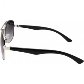 Oversized Wide Frame Aviator Sunglasses - 150mm - Silver Frame- Gradient Lens - CT12K7TJP8D $23.79