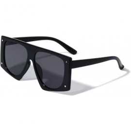 Oversized Geometric Oversized Flat Top Pyramid Stud Sunglasses - Black - C11993TLORU $26.59