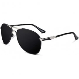 Sport Premium Polarized Aviator Sunglasses for Men - UV400 Mirrored Lens - Silver&black - C417Z6LEO50 $21.06