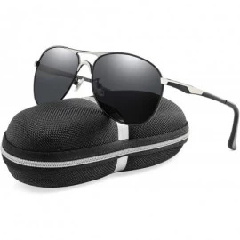 Sport Premium Polarized Aviator Sunglasses for Men - UV400 Mirrored Lens - Silver&black - C417Z6LEO50 $21.06