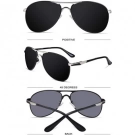 Sport Premium Polarized Aviator Sunglasses for Men - UV400 Mirrored Lens - Silver&black - C417Z6LEO50 $21.06