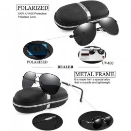 Sport Premium Polarized Aviator Sunglasses for Men - UV400 Mirrored Lens - Silver&black - C417Z6LEO50 $21.06