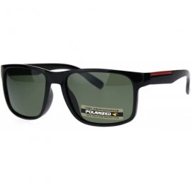 Rectangular Mens Polarized Lens Elegant Minimal Rectangular Horn Rim Sunglasses - Shiny Black Green - C718QMRSW8H $22.97