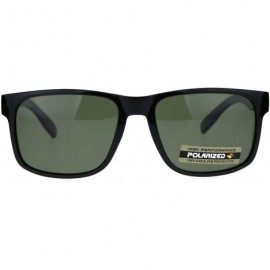 Rectangular Mens Polarized Lens Elegant Minimal Rectangular Horn Rim Sunglasses - Shiny Black Green - C718QMRSW8H $13.85