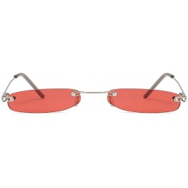Rimless Fashion Super Small Fashion Chic Rimless Sunglasses Brand Designer Candy Color - Red - CZ18T6RESZA $11.44