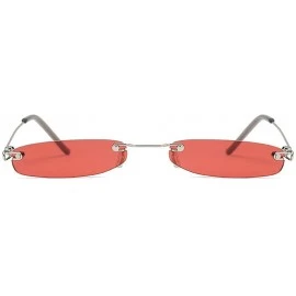 Rimless Fashion Super Small Fashion Chic Rimless Sunglasses Brand Designer Candy Color - Red - CZ18T6RESZA $24.51