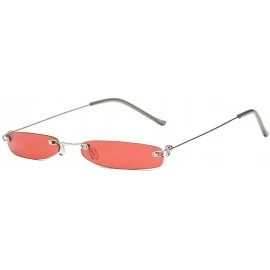 Rimless Fashion Super Small Fashion Chic Rimless Sunglasses Brand Designer Candy Color - Red - CZ18T6RESZA $24.51