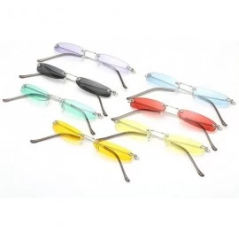 Rimless Fashion Super Small Fashion Chic Rimless Sunglasses Brand Designer Candy Color - Red - CZ18T6RESZA $24.51