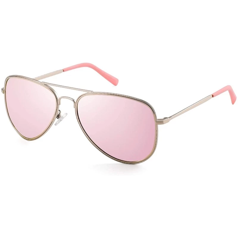 Semi-rimless Aviator Sunglasses For Women Metal Frame Colourful Temple Sun Glasses UV400 1997 - Pink - CN18UCEDNN3 $7.97