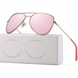 Semi-rimless Aviator Sunglasses For Women Metal Frame Colourful Temple Sun Glasses UV400 1997 - Pink - CN18UCEDNN3 $7.97