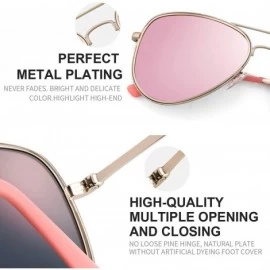 Semi-rimless Aviator Sunglasses For Women Metal Frame Colourful Temple Sun Glasses UV400 1997 - Pink - CN18UCEDNN3 $17.35