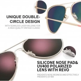 Semi-rimless Aviator Sunglasses For Women Metal Frame Colourful Temple Sun Glasses UV400 1997 - Pink - CN18UCEDNN3 $17.35