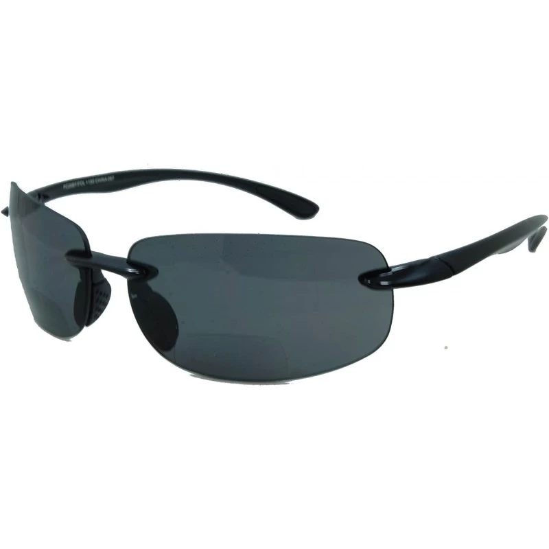 Rimless Lovin Maui Wrap Polarized Nearly invisible Line Bifocal Sunglasses - Black - CW11KMQFTX7 $37.11