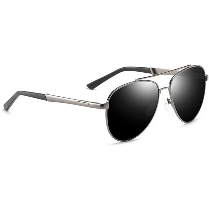 Goggle Men Pilot Polarized Sunglasses Vintage Metal Driver Mirror Sun Glasses Male Female Goggle UV400 - C2gun Gray - C3199QD...