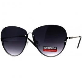 Oversized Womens Fashion Sunglasses Unique Half Rim Behind Lens UV 400 - Silver (Smoke) - CN18HM8YMT9 $19.97