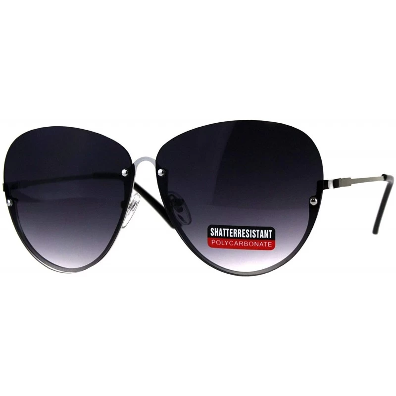 Oversized Womens Fashion Sunglasses Unique Half Rim Behind Lens UV 400 - Silver (Smoke) - CN18HM8YMT9 $19.97