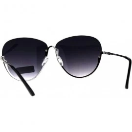 Oversized Womens Fashion Sunglasses Unique Half Rim Behind Lens UV 400 - Silver (Smoke) - CN18HM8YMT9 $10.39