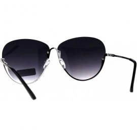 Oversized Womens Fashion Sunglasses Unique Half Rim Behind Lens UV 400 - Silver (Smoke) - CN18HM8YMT9 $19.97