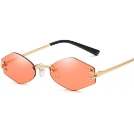 Rimless Tiny Sunglasses Women Accessories Rimless Hexagonal Sun Glasses For Men Unisex - Red Lens - CB18KEA6IRM $20.05