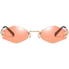 Rimless Tiny Sunglasses Women Accessories Rimless Hexagonal Sun Glasses For Men Unisex - Red Lens - CB18KEA6IRM $8.44