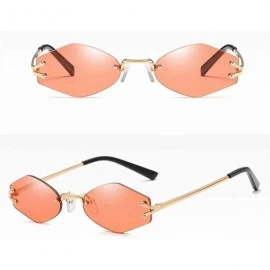 Rimless Tiny Sunglasses Women Accessories Rimless Hexagonal Sun Glasses For Men Unisex - Red Lens - CB18KEA6IRM $8.44
