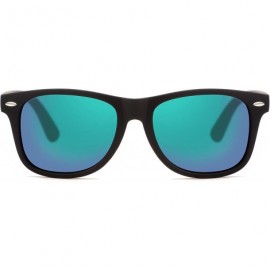 Wayfarer Stylish Retro Polarized Sunglasses Unisex 100% UV Protection - Black Frame & Green Lens - CC1856IMEK9 $33.56