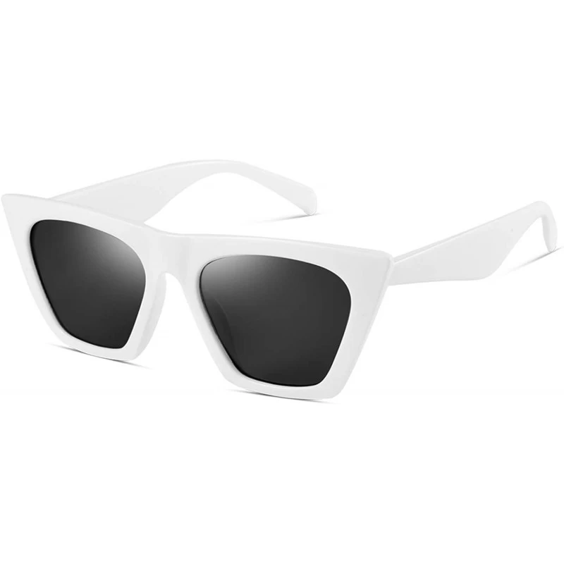 Goggle Square Cateye Sunglasses for Women Fashion Trendy Style MS51801 - White - CT1903I8OU3 $25.36