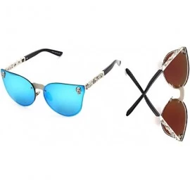 Goggle Gothic Sunglasses HD Lenses with Case PC Durable Frame UV Protection Driving Cycling - Blue - CM18LD7Y8S2 $31.60