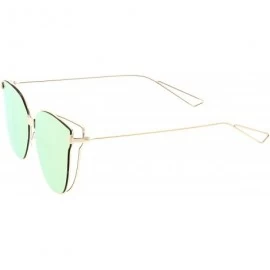 Cat Eye Oversize Slim Wire Arms Colored Mirror Flat Lens Cat Eye Sunglasses 59mm - Gold / Pink Mirror - CX183G4US3N $21.89