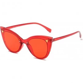 Cat Eye Retro Fashion Round Cat Eye High Pointed Sunglasses for Women - Red - CQ18IQGU36Z $17.57