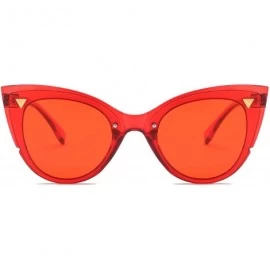 Cat Eye Retro Fashion Round Cat Eye High Pointed Sunglasses for Women - Red - CQ18IQGU36Z $17.57