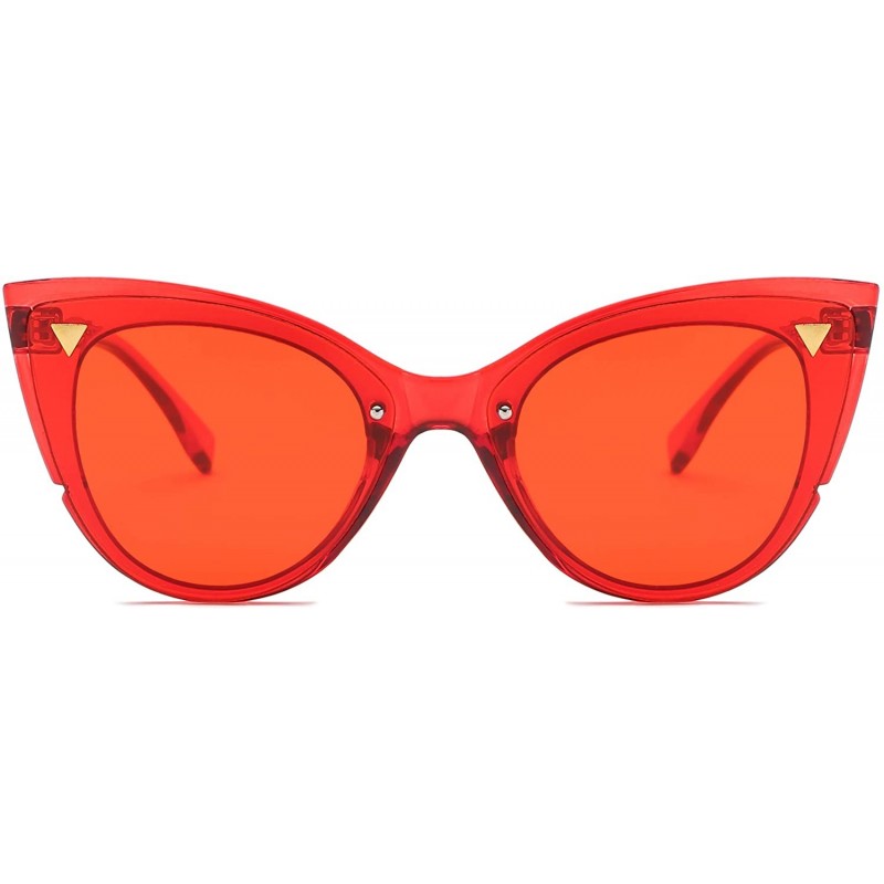 Retro Fashion Round Cat Eye High Pointed Sunglasses for Women - Red ...