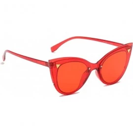 Cat Eye Retro Fashion Round Cat Eye High Pointed Sunglasses for Women - Red - CQ18IQGU36Z $17.57