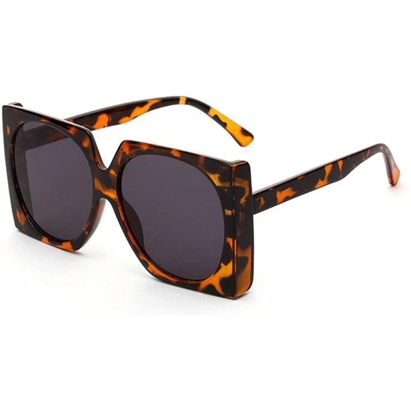 Oversized Square Sunglasses Women Retro Brand Designer Oversized - Leopard Grey - C918R469XC0 $10.68