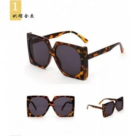 Oversized Square Sunglasses Women Retro Brand Designer Oversized - Leopard Grey - C918R469XC0 $10.68