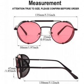 Goggle Steampunk Style Round Vintage Polarized Sunglasses Retro Eyewear UV400 Protection Matel Frame - Black Red - CF198DYGGG...